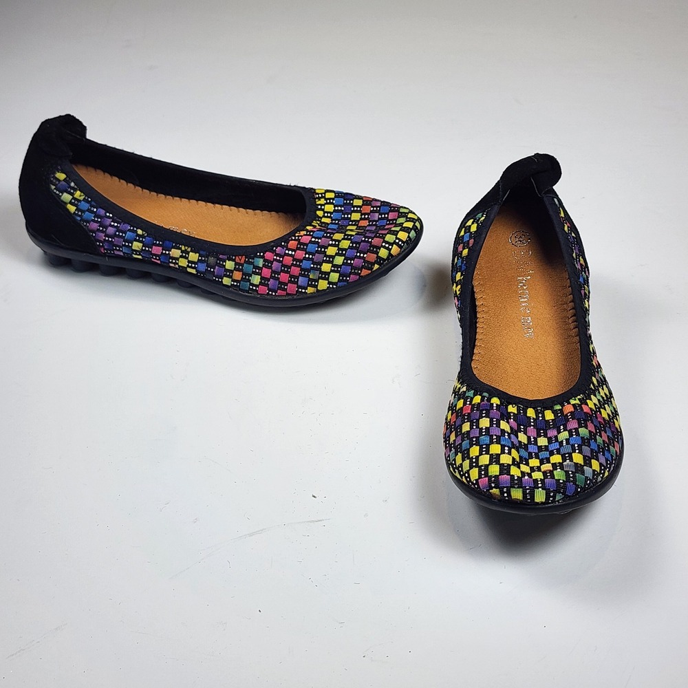 Bernie Mev Catwalk Woven Ballet Flats Womens US 8 EU 38 Rainbow Padded Travel - Picture 1 of 8